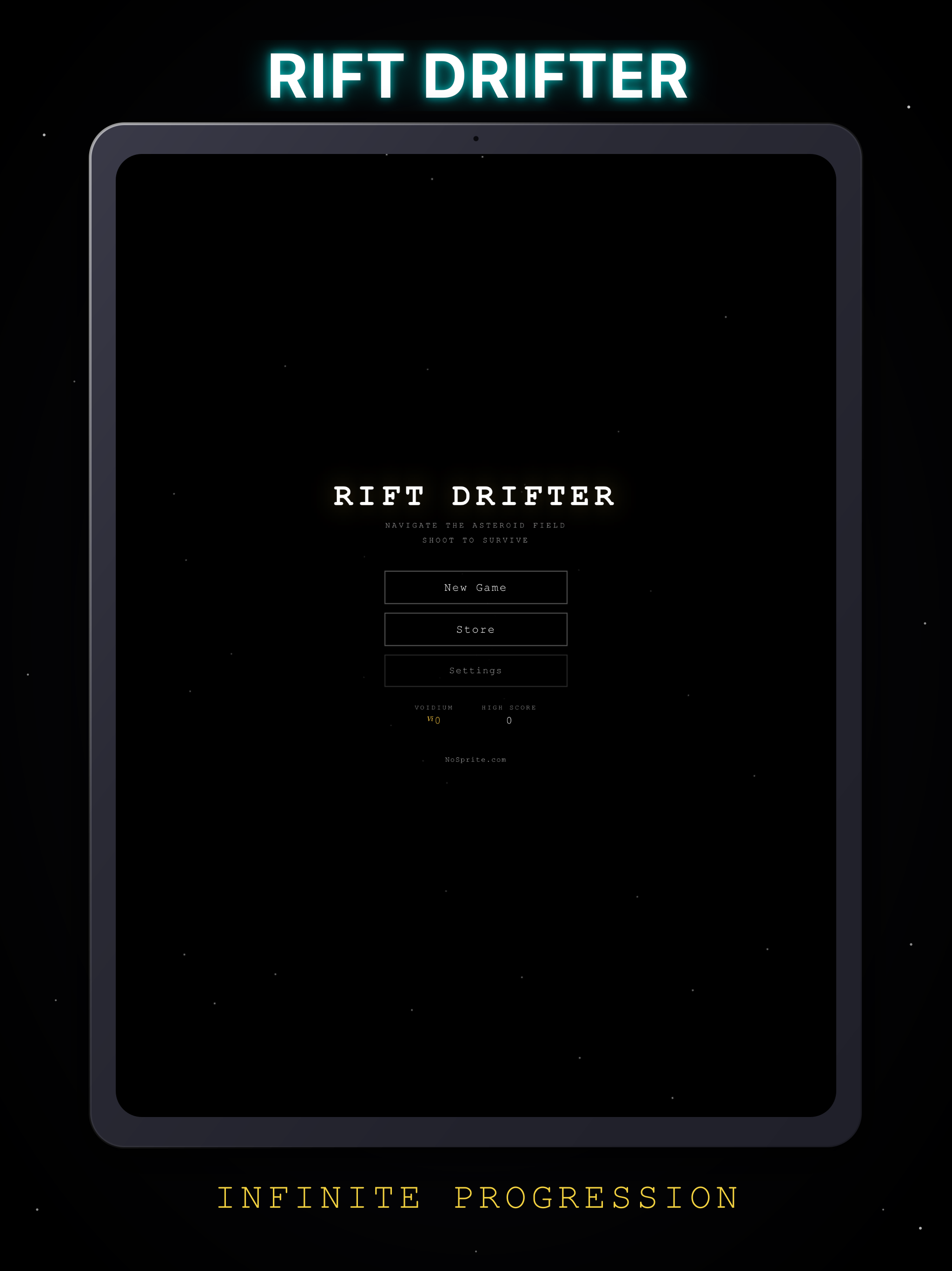 Rift Drifter on iPad: Main menu