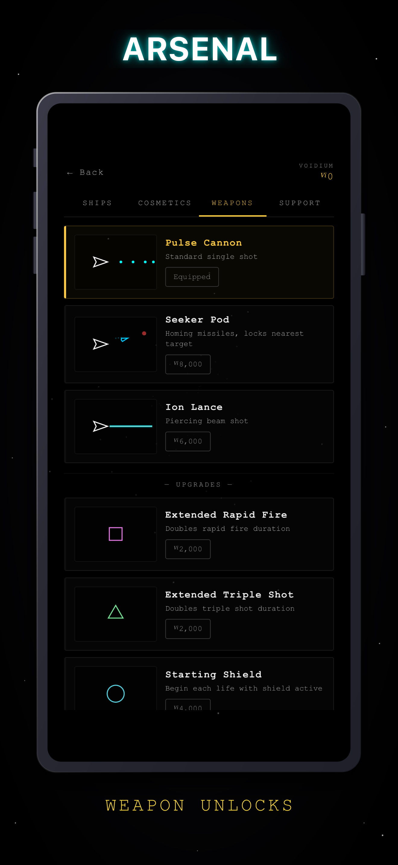 Rift Drifter on iPhone: Arsenal: ships and weapons to unlock
