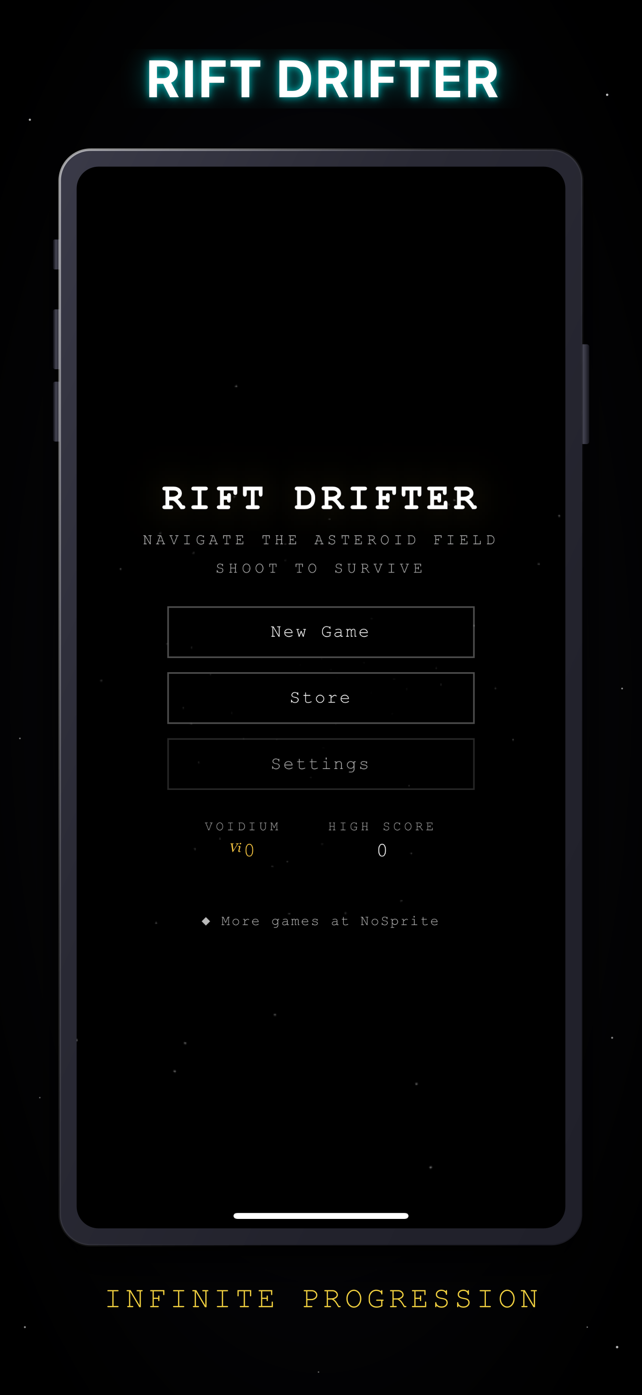Rift Drifter on iPhone: Main menu